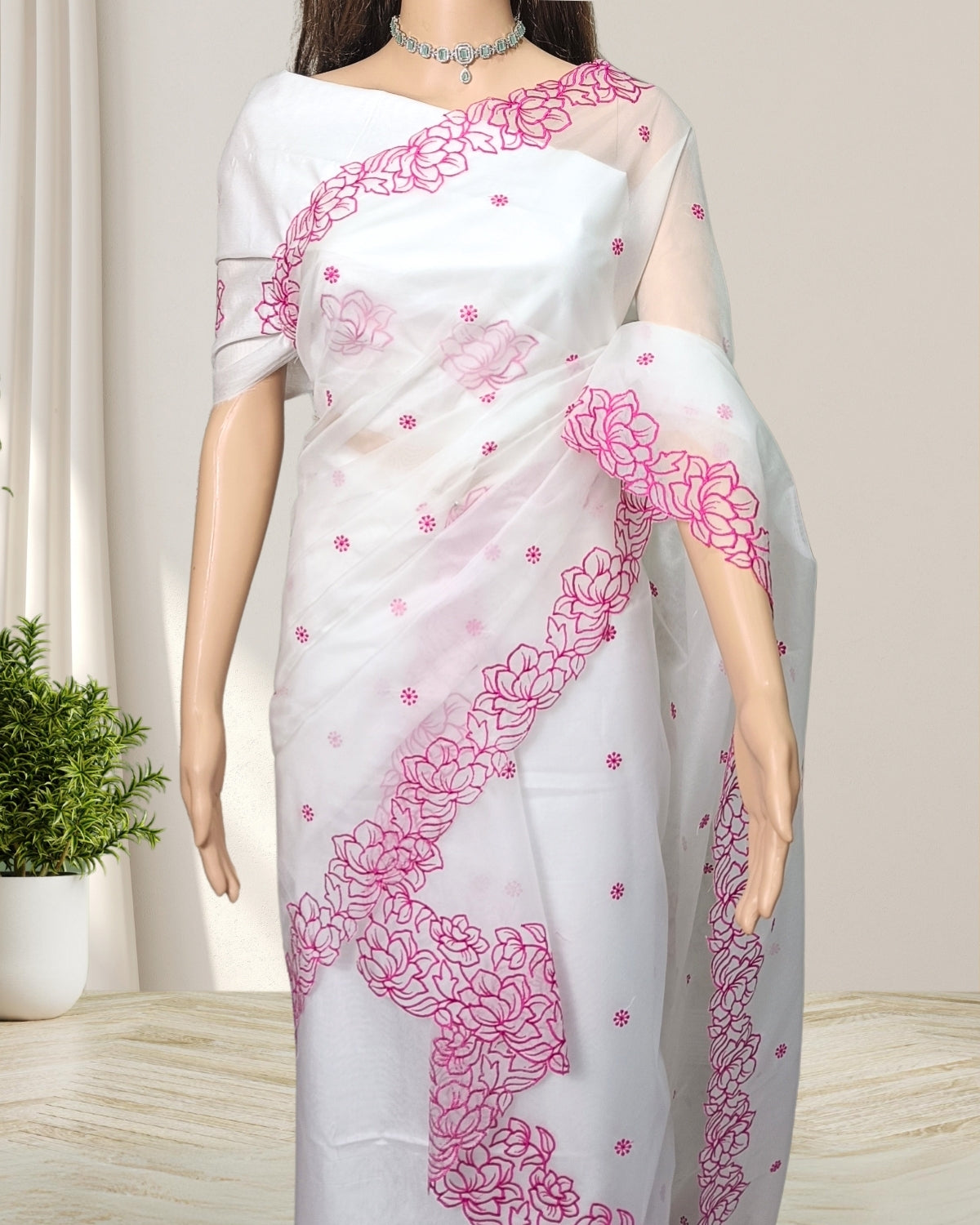 Organza Mekhela Chadar