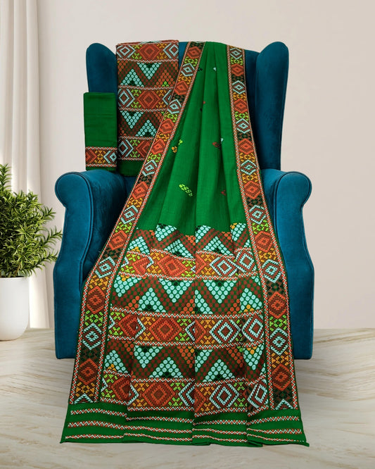 Green padmini cotton Mising mekhela sador