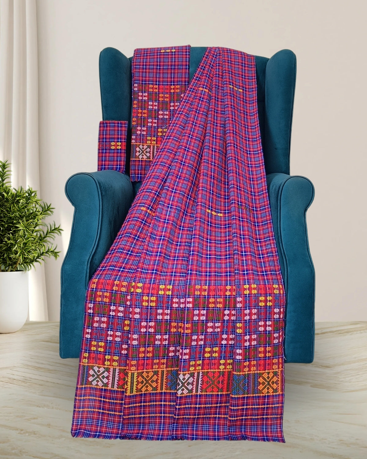Pajok design Mising mekhela sador-Pink