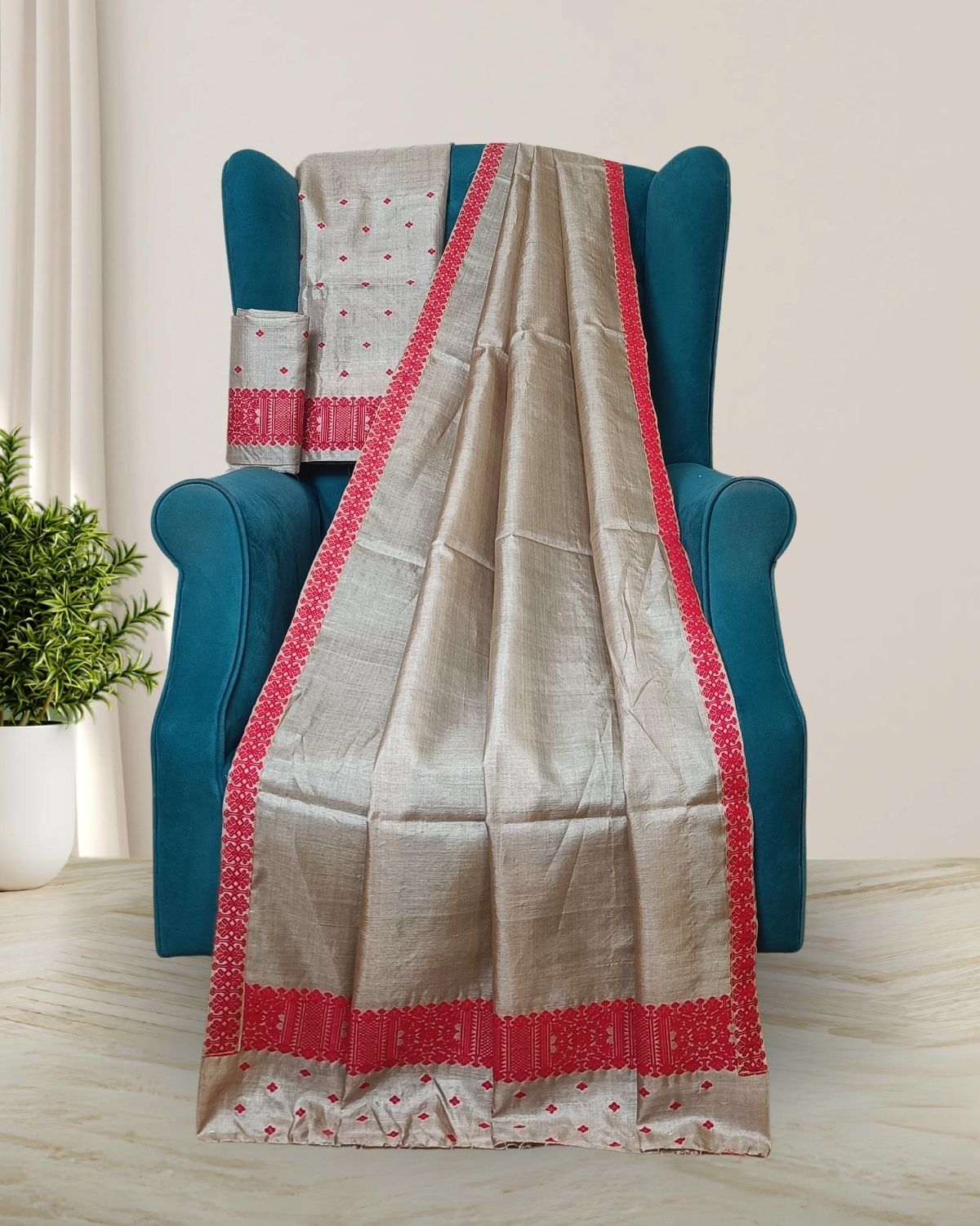 Pure tussar silk mekhela sador