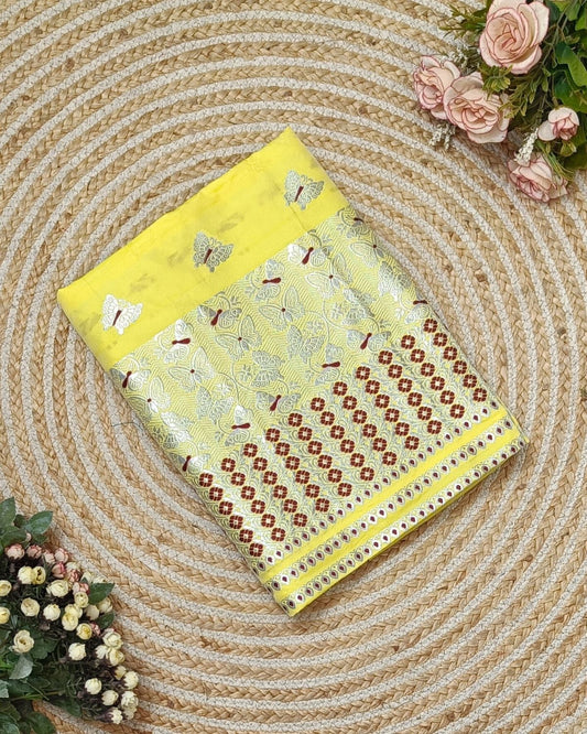 Semi paat mekhela sador - Butterfly design
