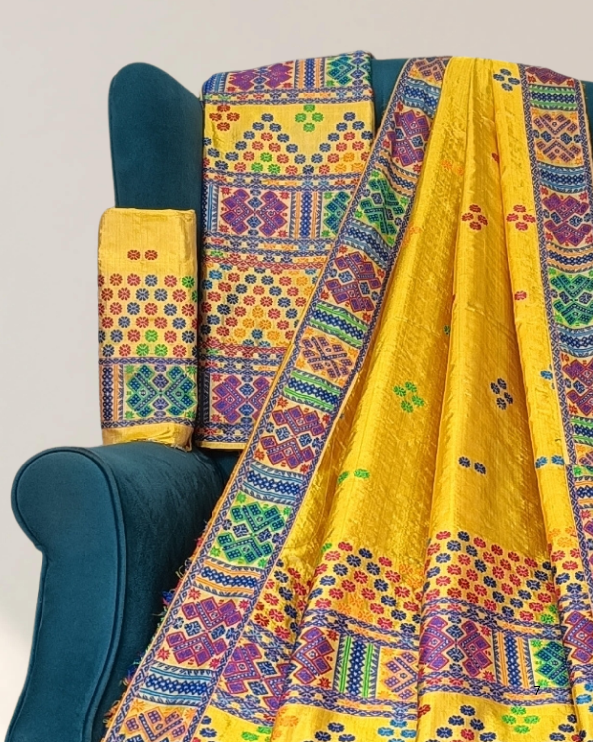 Tussar silk by Assam paat mekhela sador - Sunflower yellow