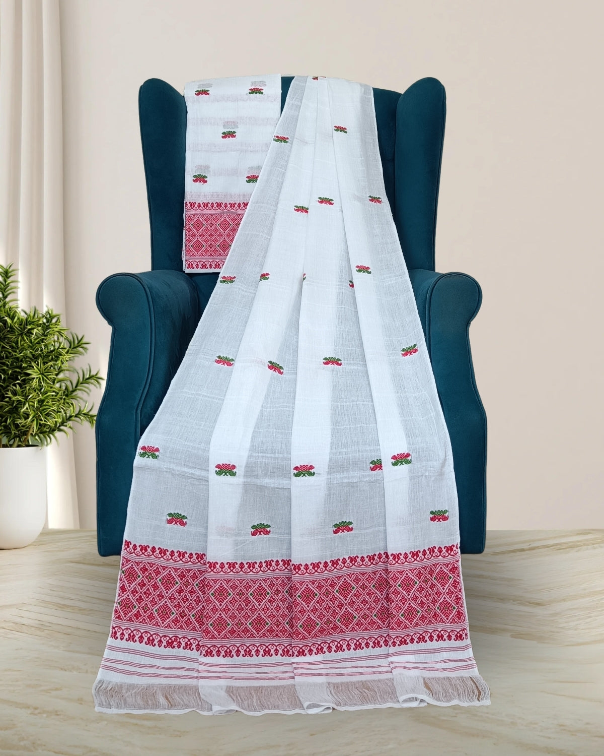 Mercerised cotton mekhela sador