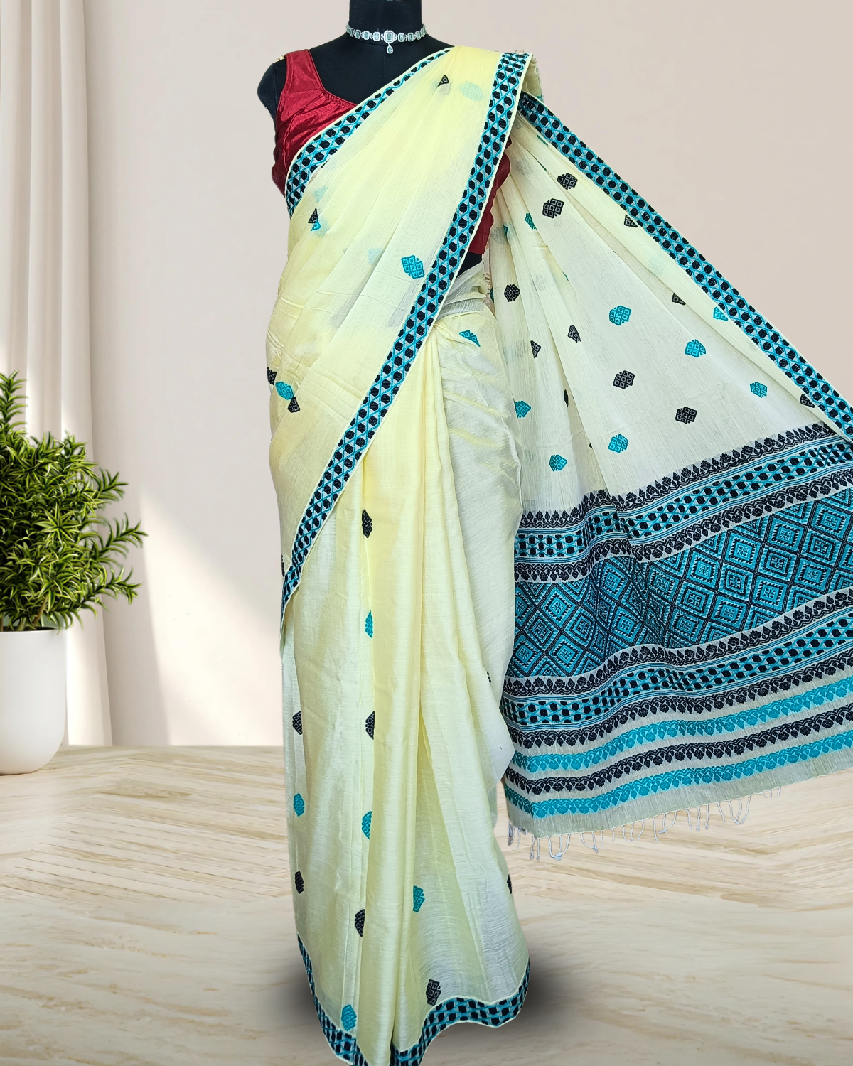 Premium kesapaat cotton saree - Beige