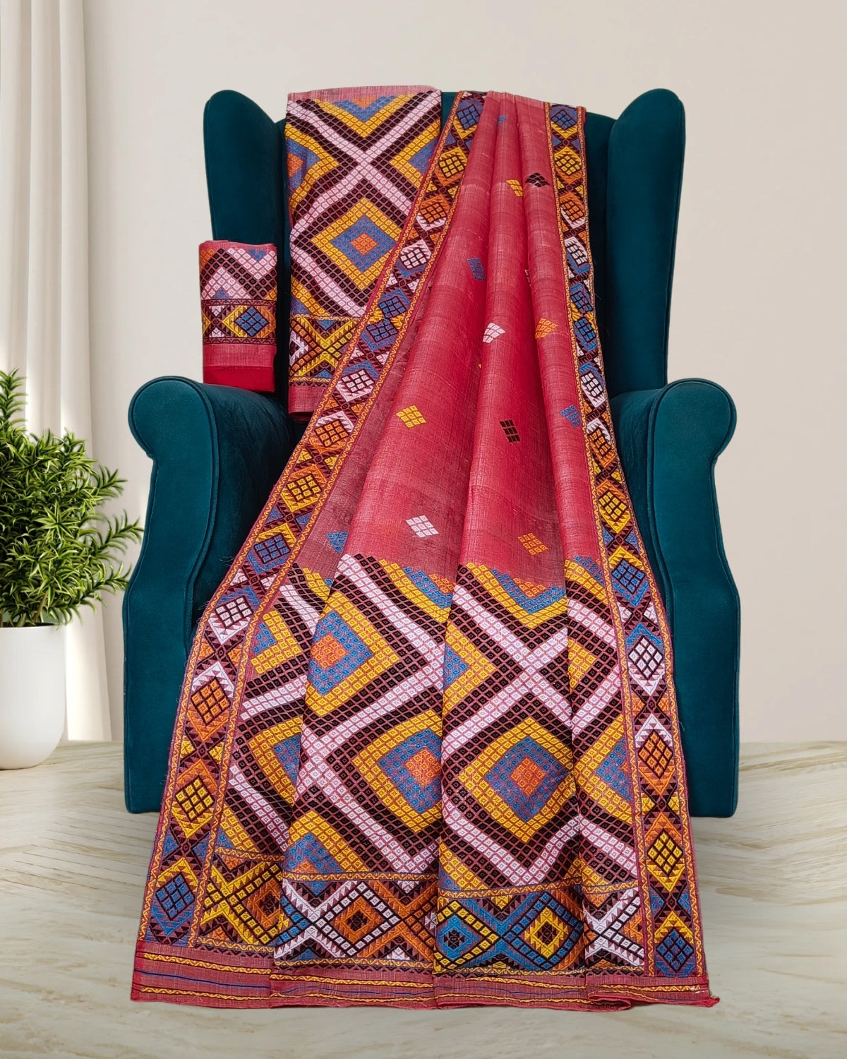 Semi nuni Mising mekhela sador- DMC motifs