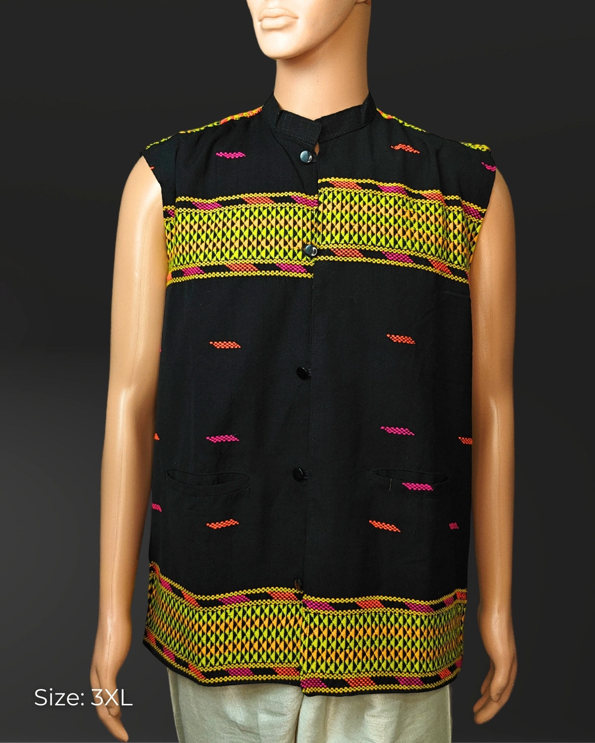 Black Mibu galuk - Mising tribal waist coat