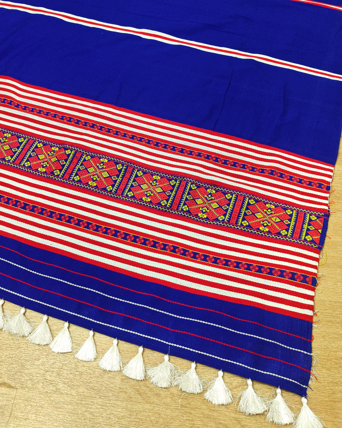 Ribi design Mising mekhela sador - Royal blue