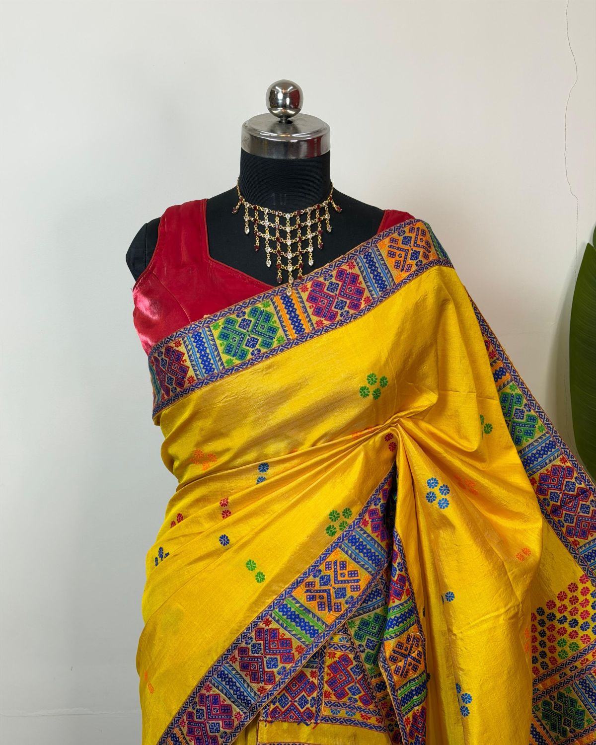 Tussar silk by Assam paat Mising mekhela sador - DMC motifs