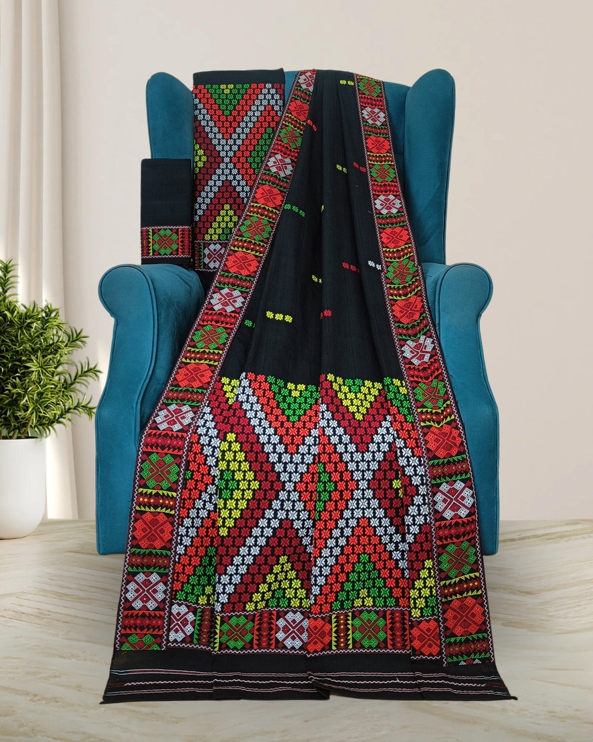 Padmini cotton Mising mekhela sador -Black