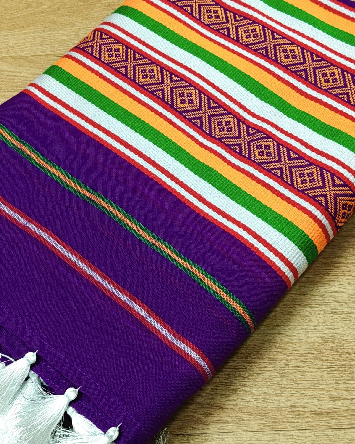 Ribi design Mising mekhela sador - Purple