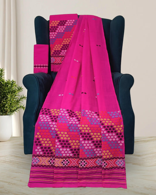 Padmini cotton Mising mekhela sador -Pink