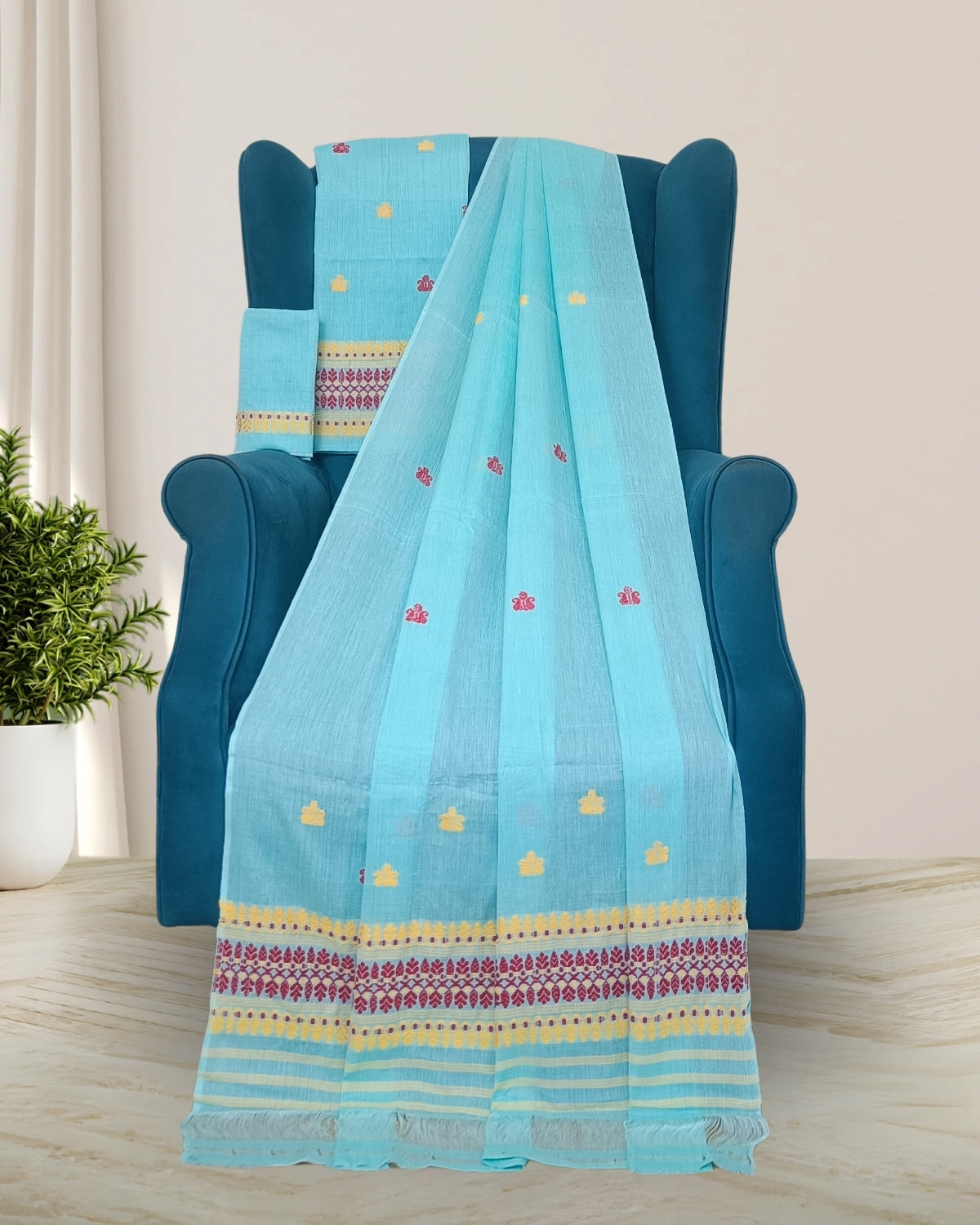 Mercerised cotton mekhela sador