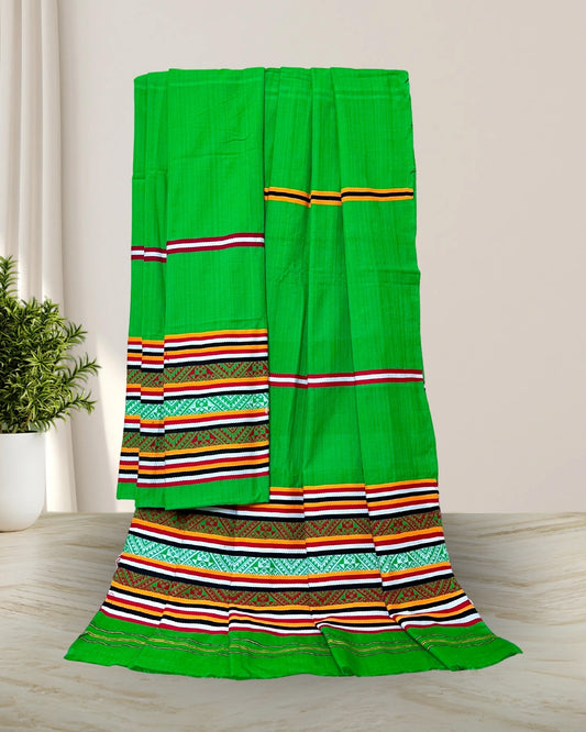 Ribi design Mising mekhela sador - Parrot green