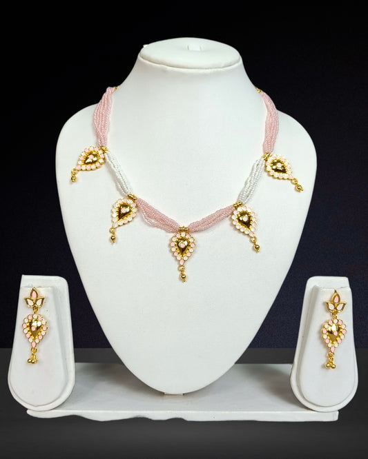 Pink & white dugdugi golpata set