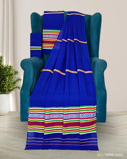 Ribi design padmini cotton Mising mekhela sador - Blue