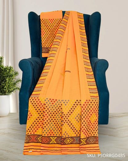 Orange padmini cotton Mising mekhela sador