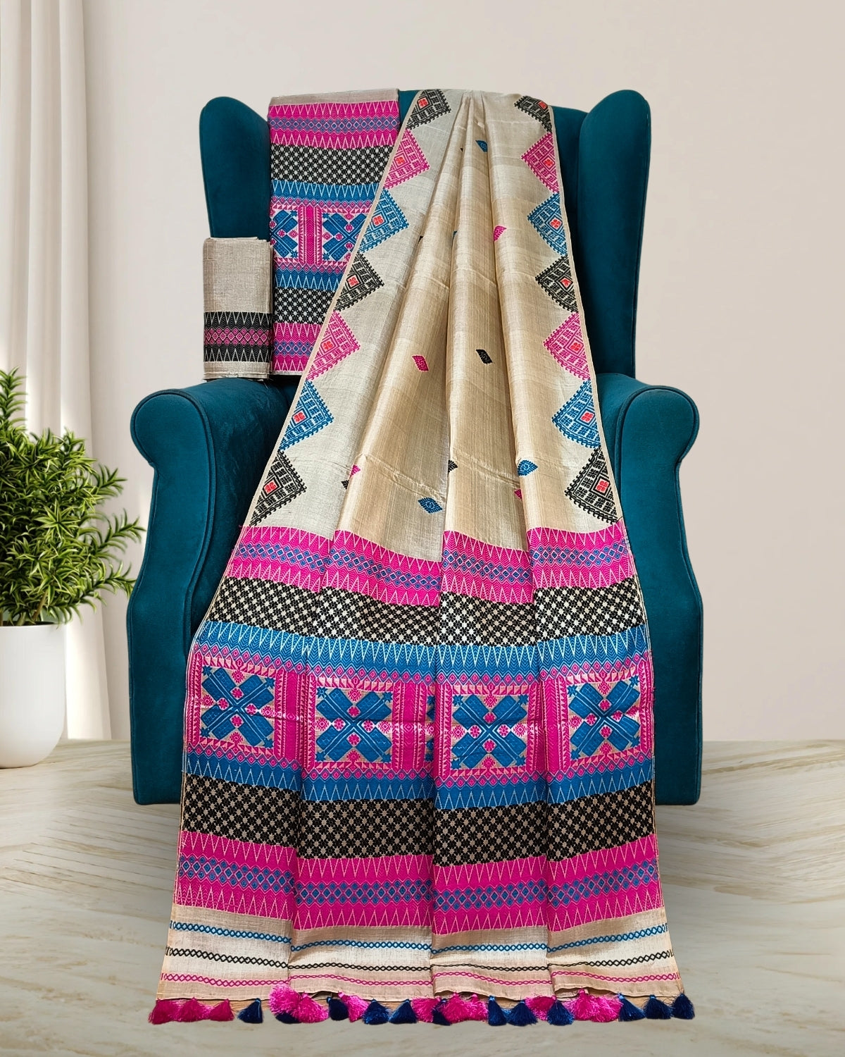 Pure tussar silk mekhela sador