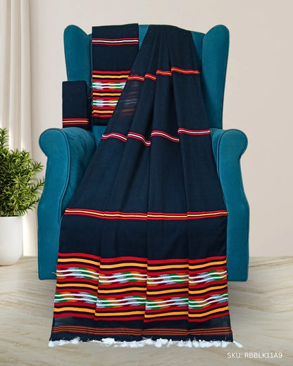 Ribi design Mising mekhela sador - Black