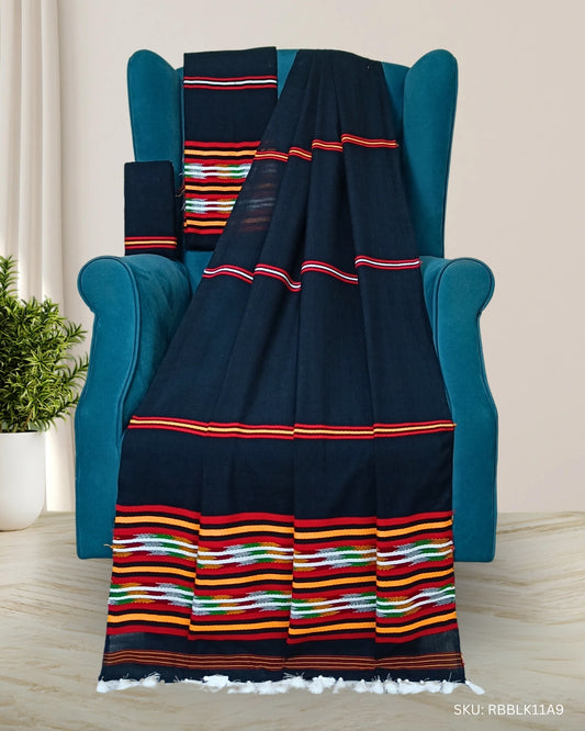 Ribi design Mising mekhela sador - Black