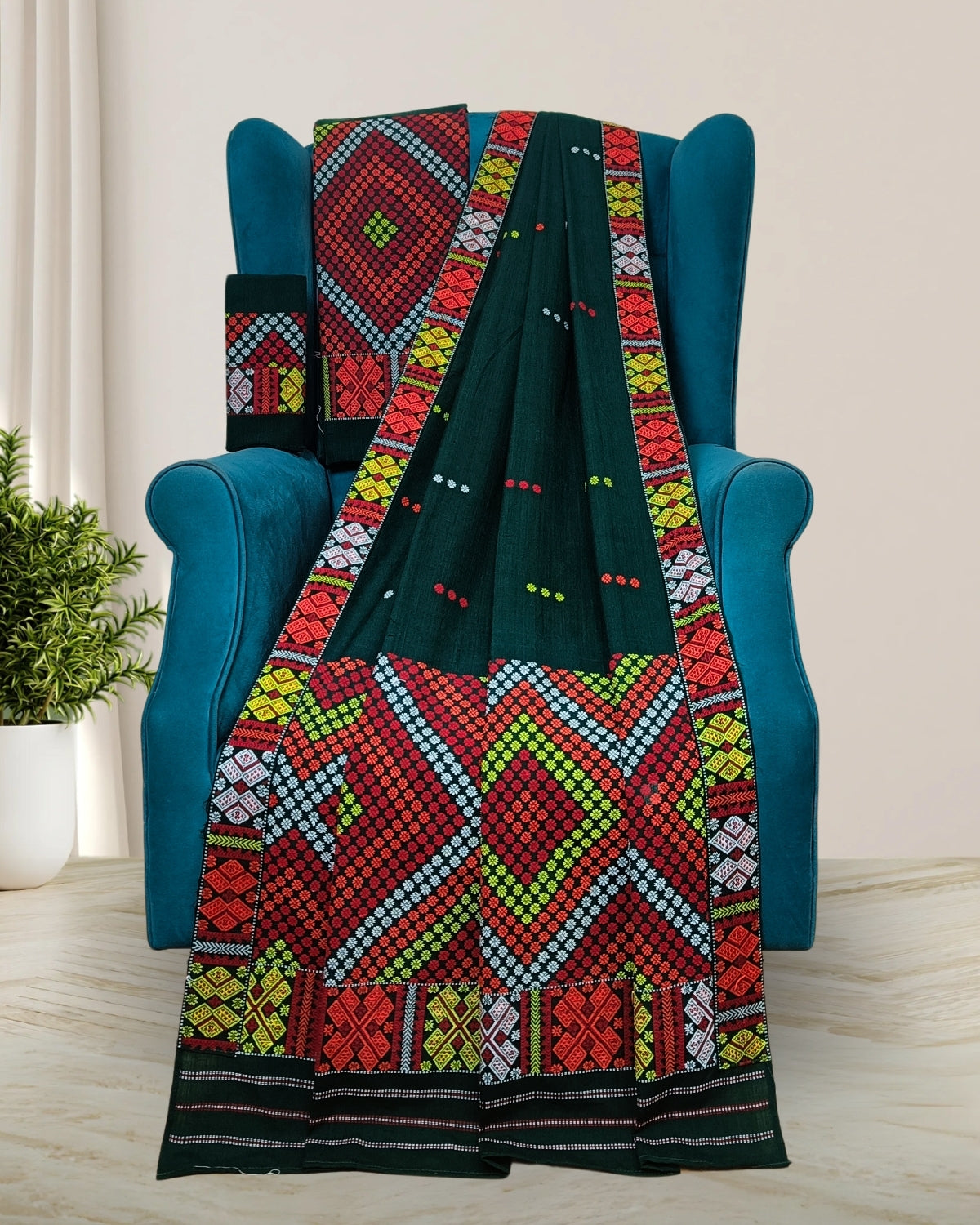 Green padmini cotton Mising mekhela sador