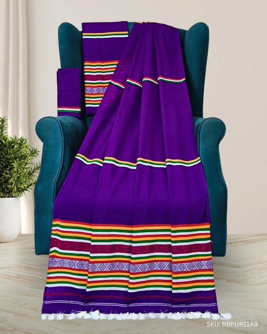 Ribi design Mising mekhela sador - Purple