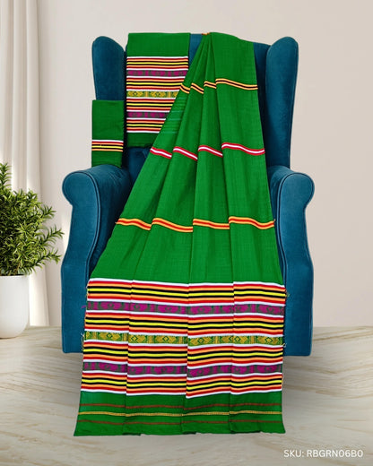 Ribi design Mising mekhela sador - Green