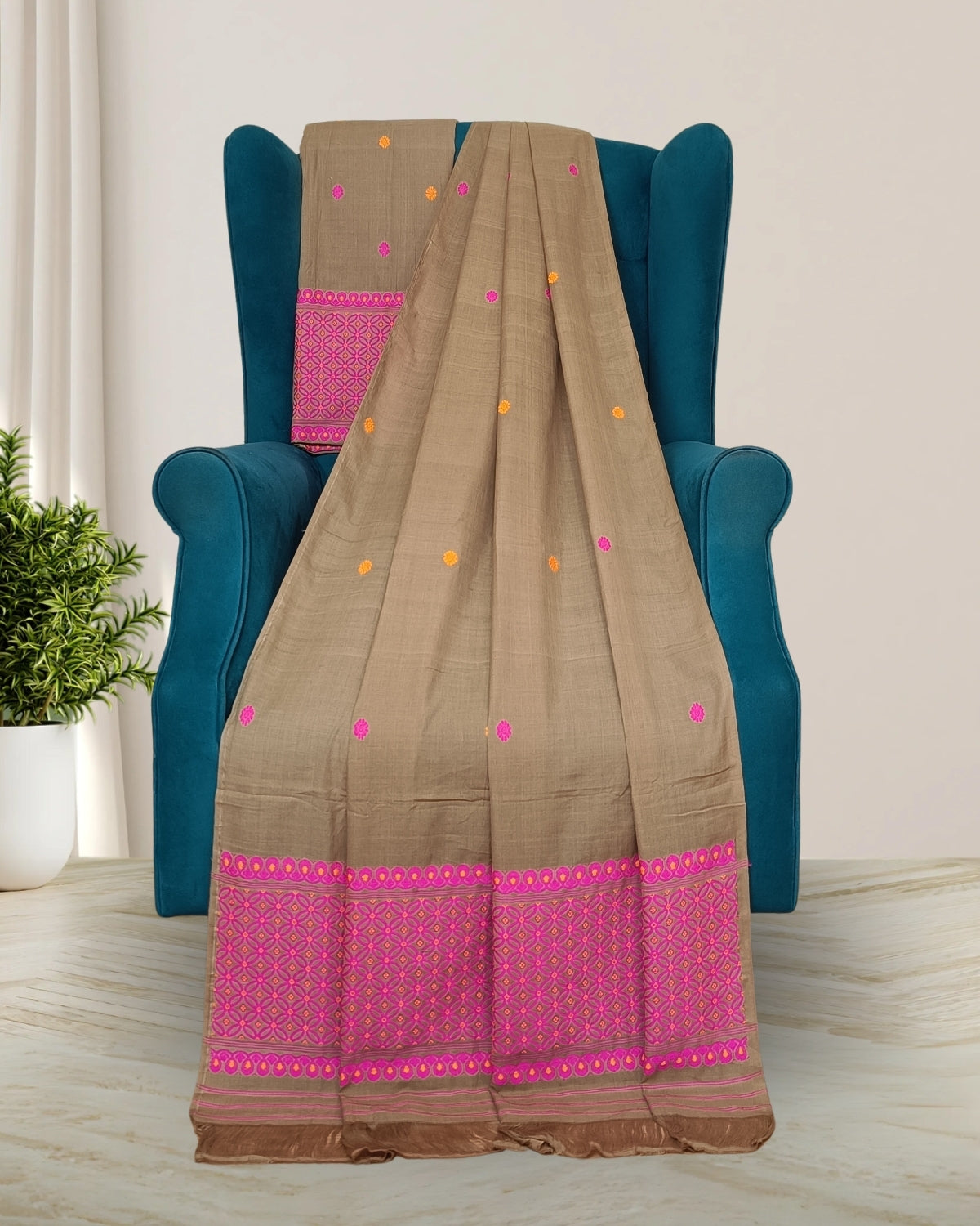Mercerised cotton mekhela sador