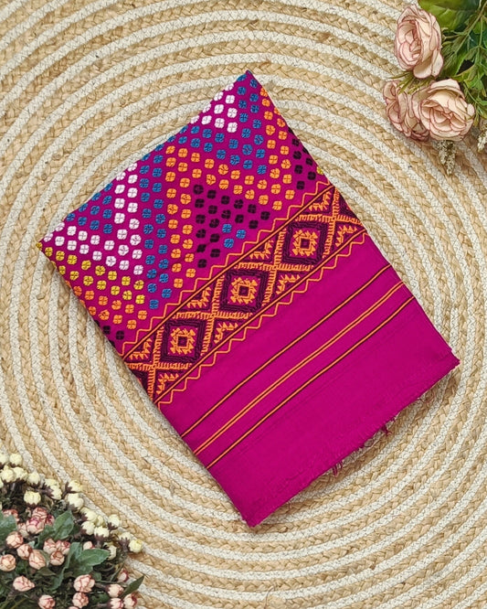 Rani pink padmini cotton Mising mekhela sador