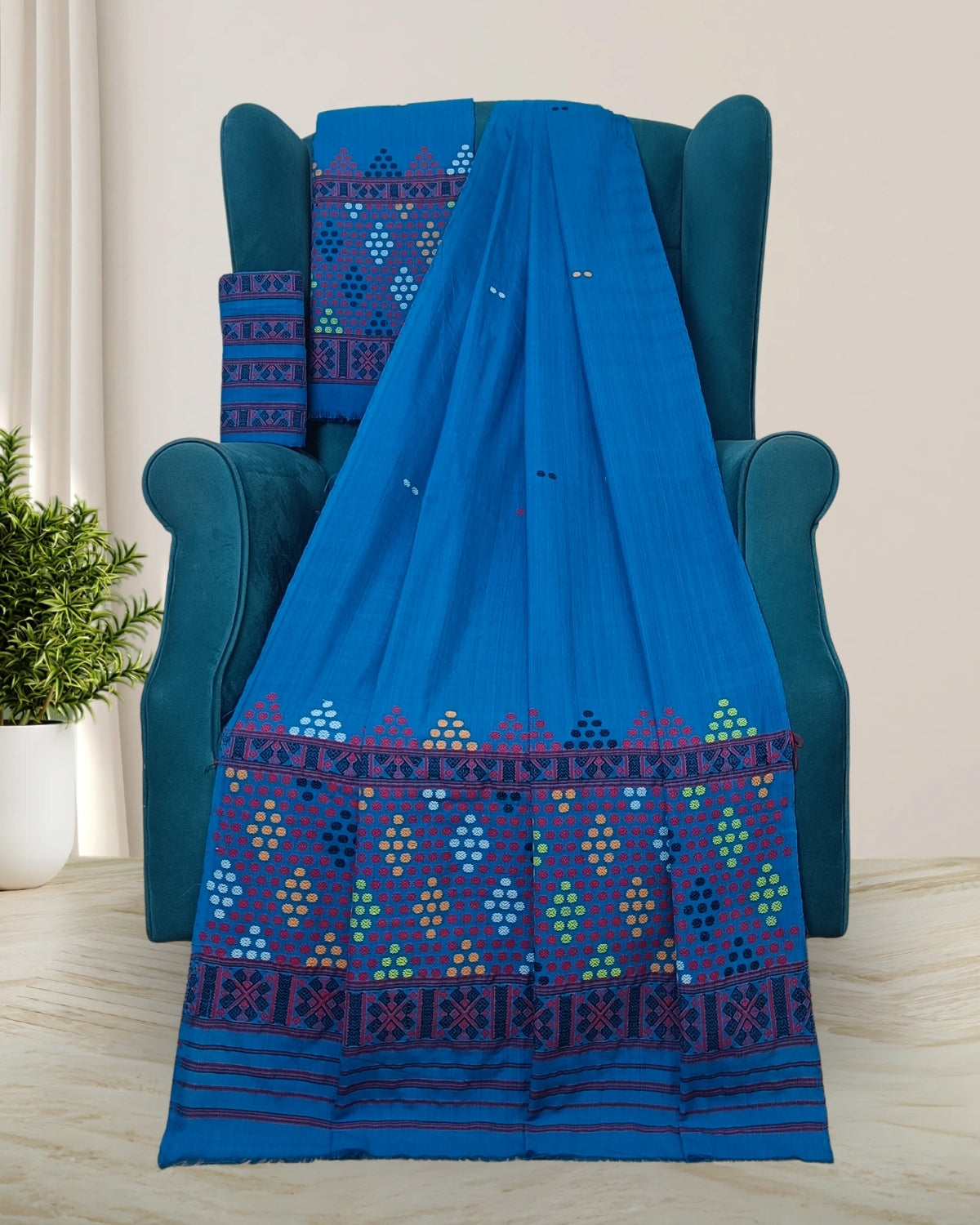 Padmini cotton Mising mekhela sador -Blue