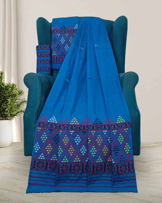 Padmini cotton Mising mekhela sador -Blue