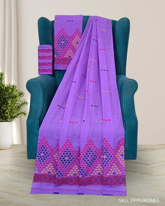 Purple padmini cotton Mising mekhela sador
