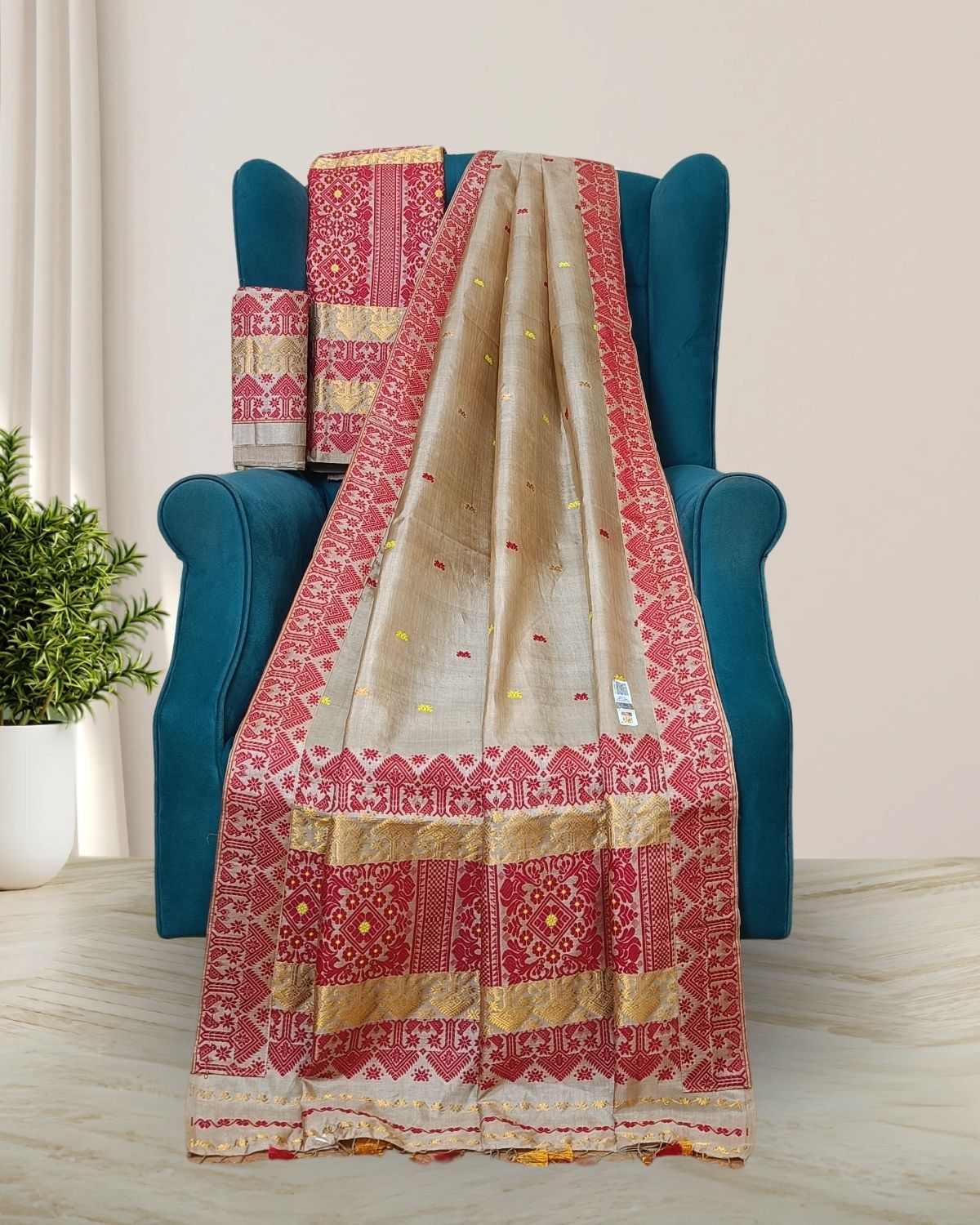 Pure tussar silk mekhela sador