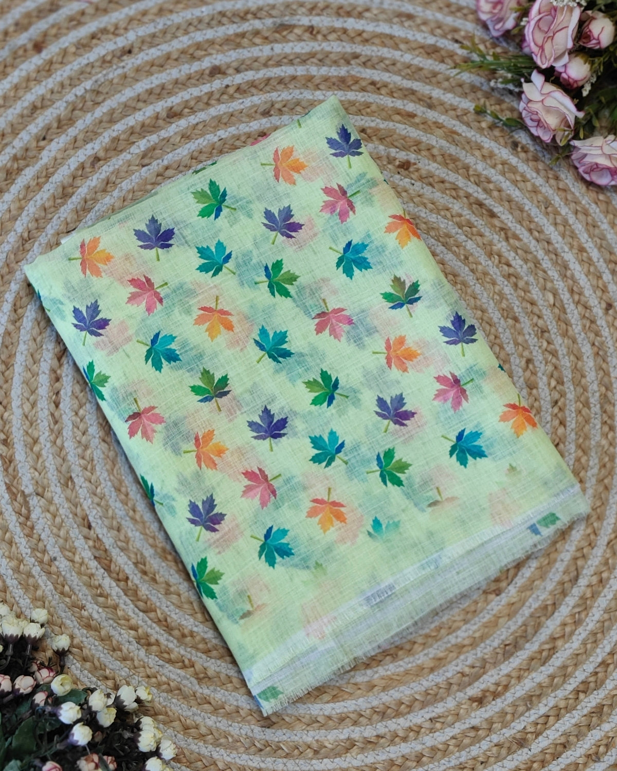 Floral printed linen set - Mint green
