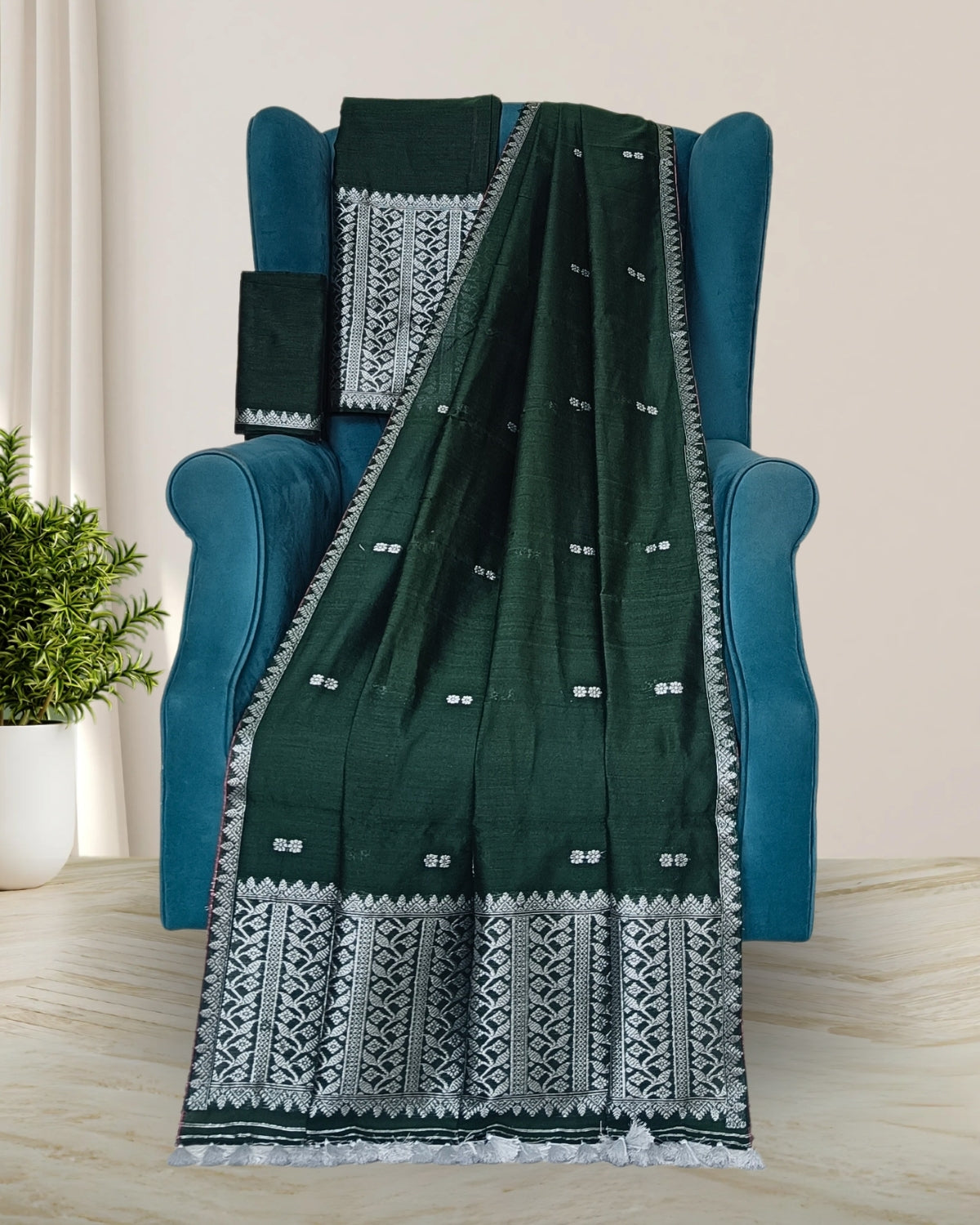 Staple cotton mekhela chadar