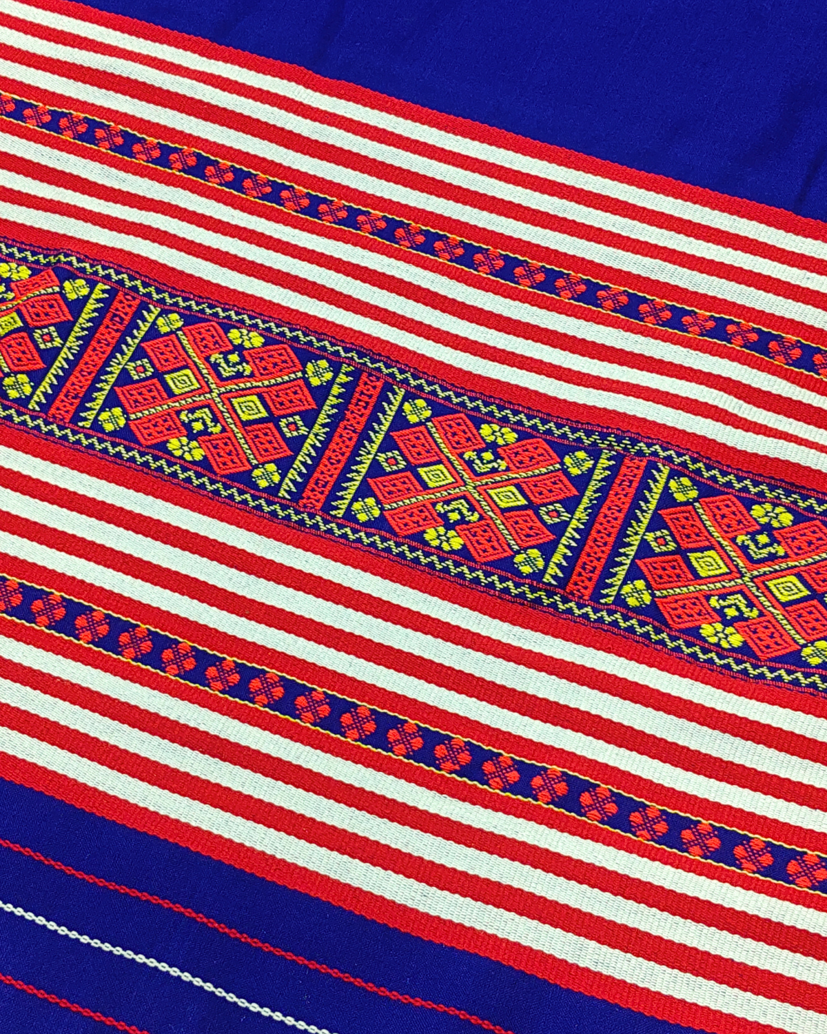Ribi design Mising mekhela sador - Royal blue