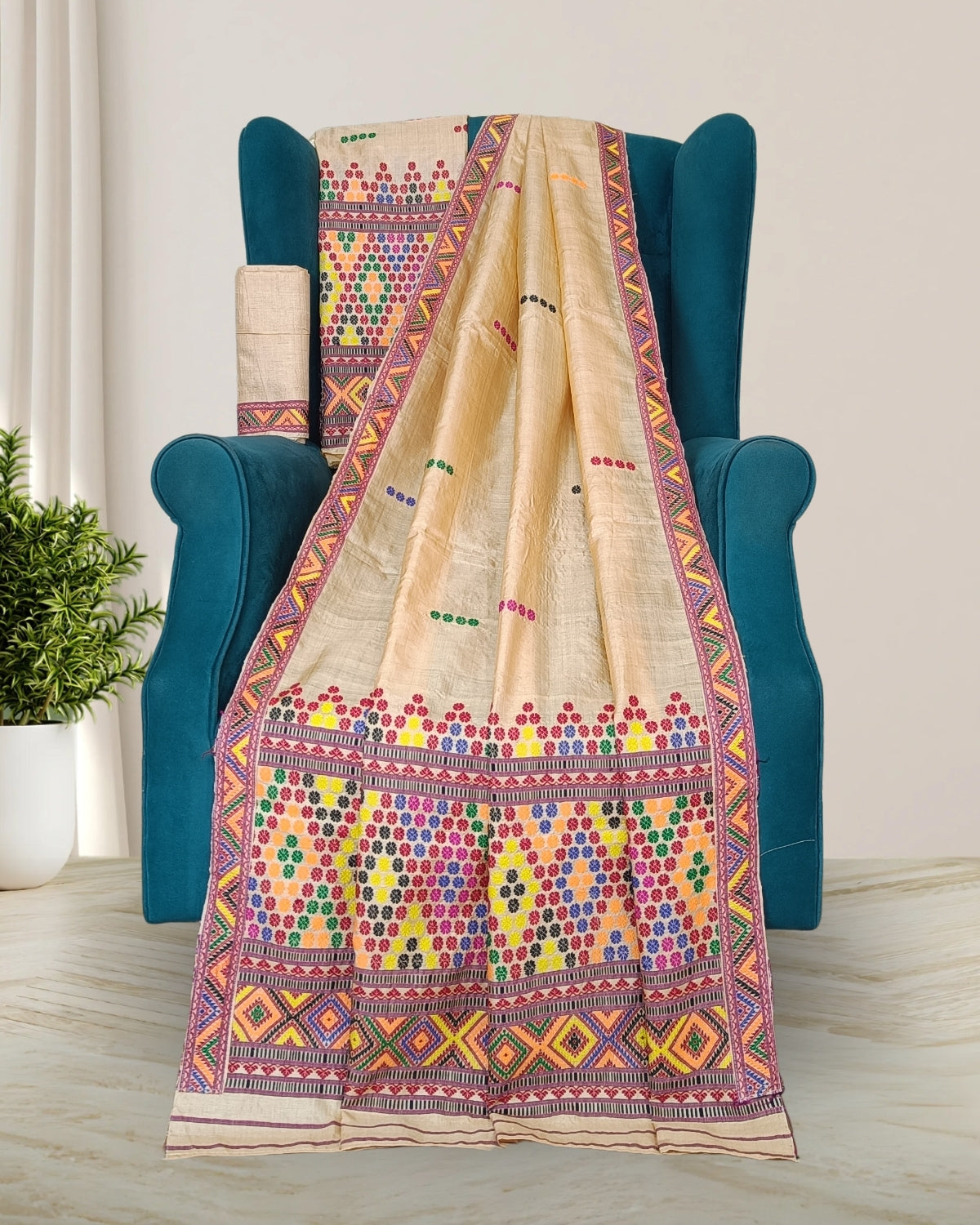 Pure tussar silk mekhela sador