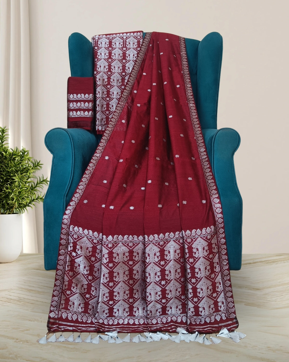 Staple cotton mekhela sador