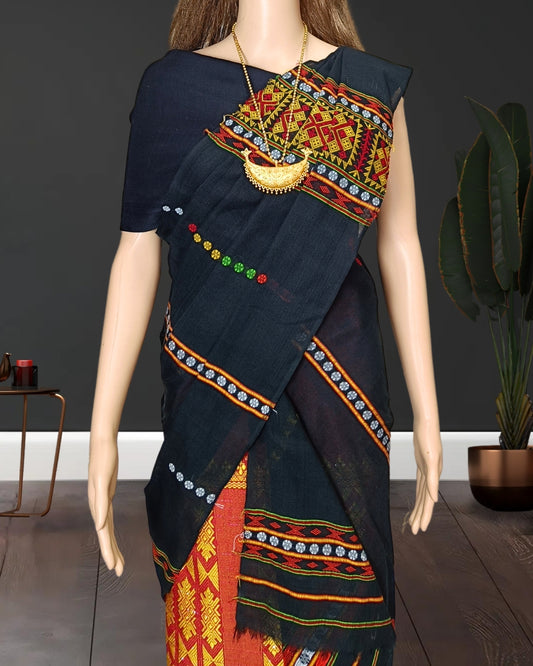 Gero design padmini cotton single sador - Black