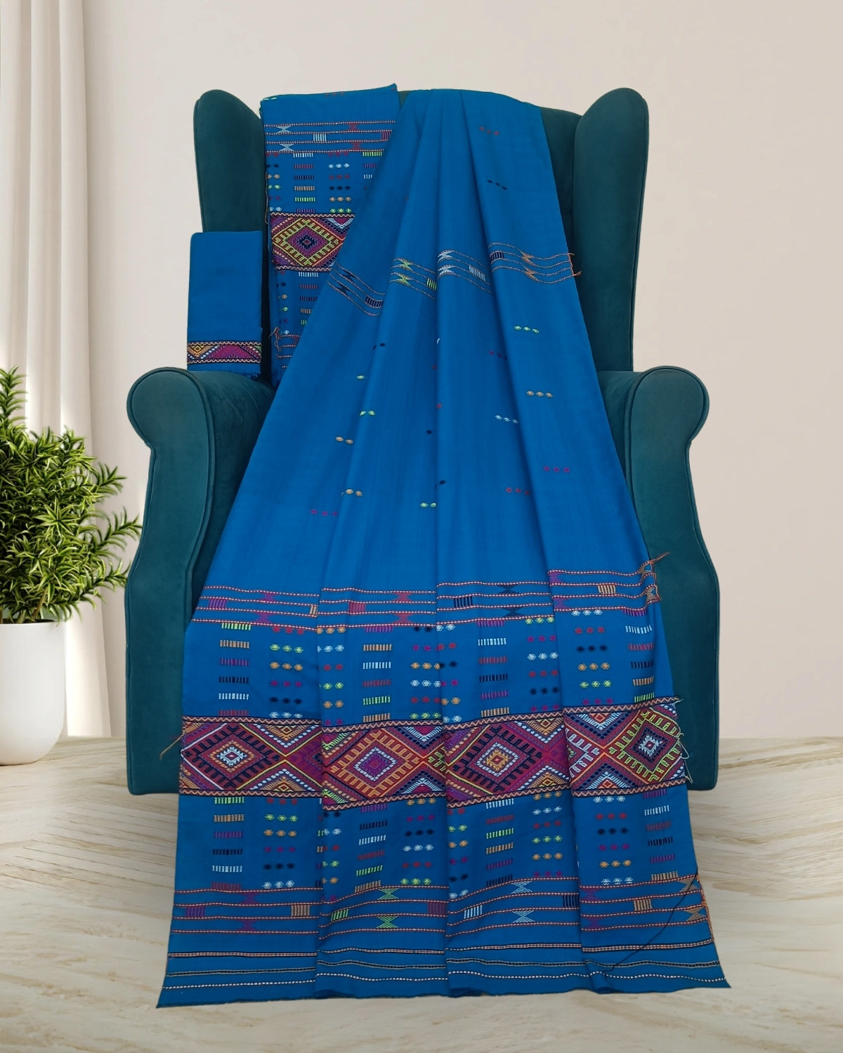 Padmini cotton Mising mekhela sador -Blue