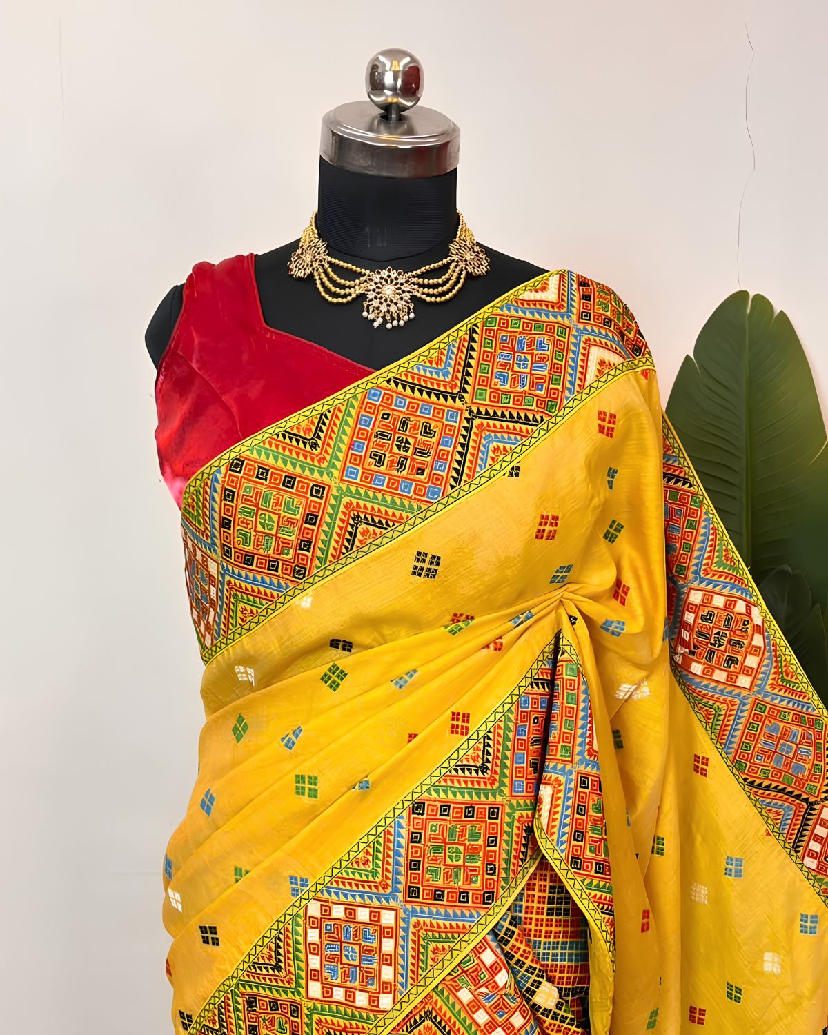 Padmini cotton x Tussar silk mekhela sador- DMC motifs