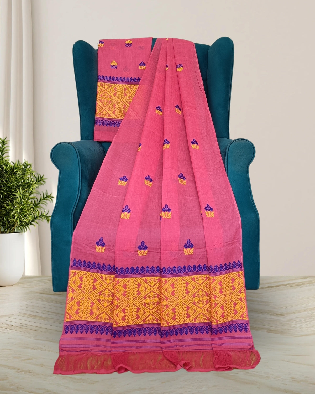 Mercerised cotton mekhela sador
