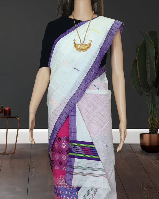 Padmini cotton single sador -White