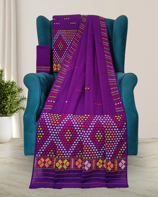 Padmini cotton Mising mekhela sador- Purple