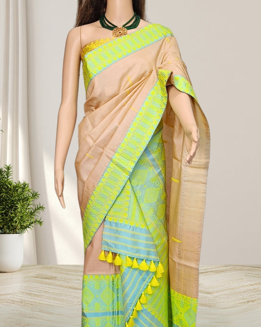 Tussar silk by Mulberry silk mekhela chadar (Pre-order available)