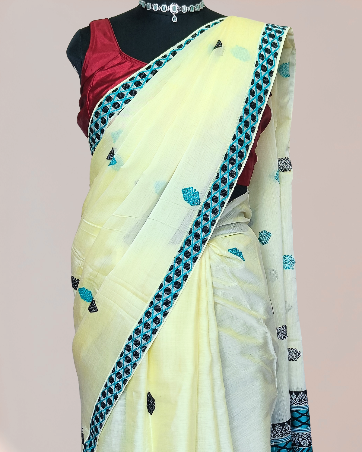 Premium kesapaat cotton saree - Beige