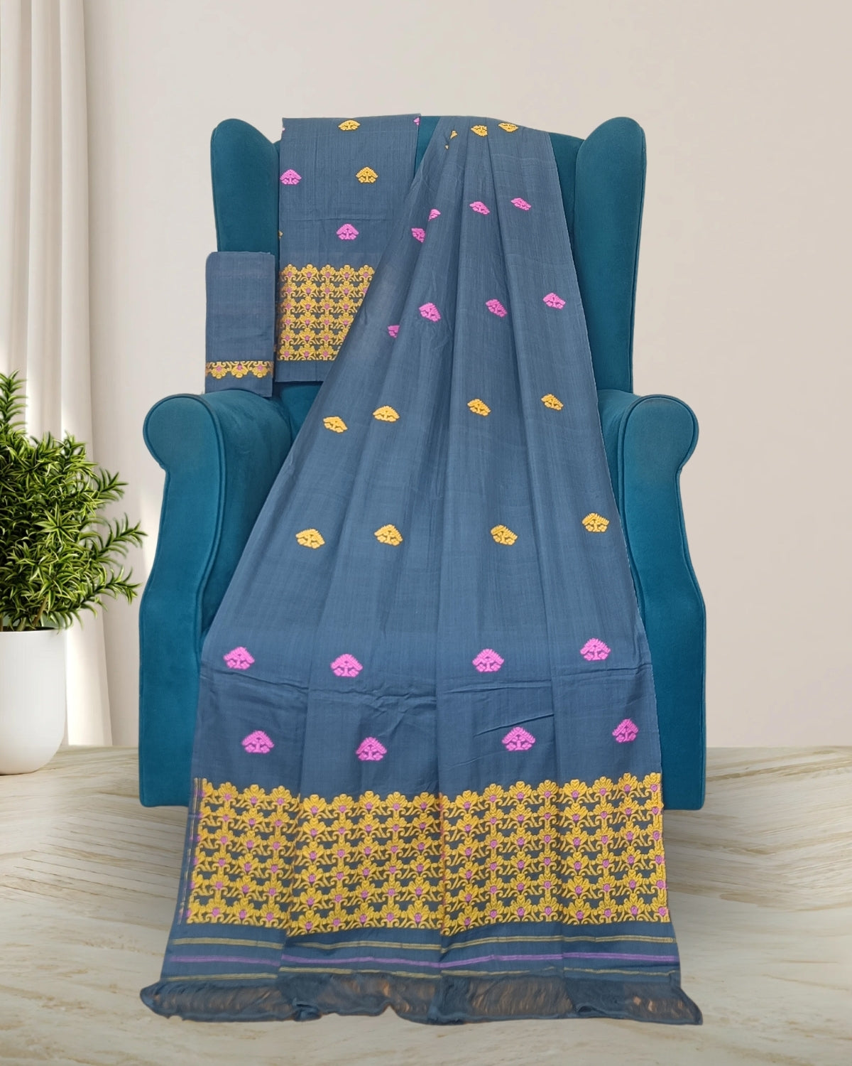 Mercerised cotton mekhela sador