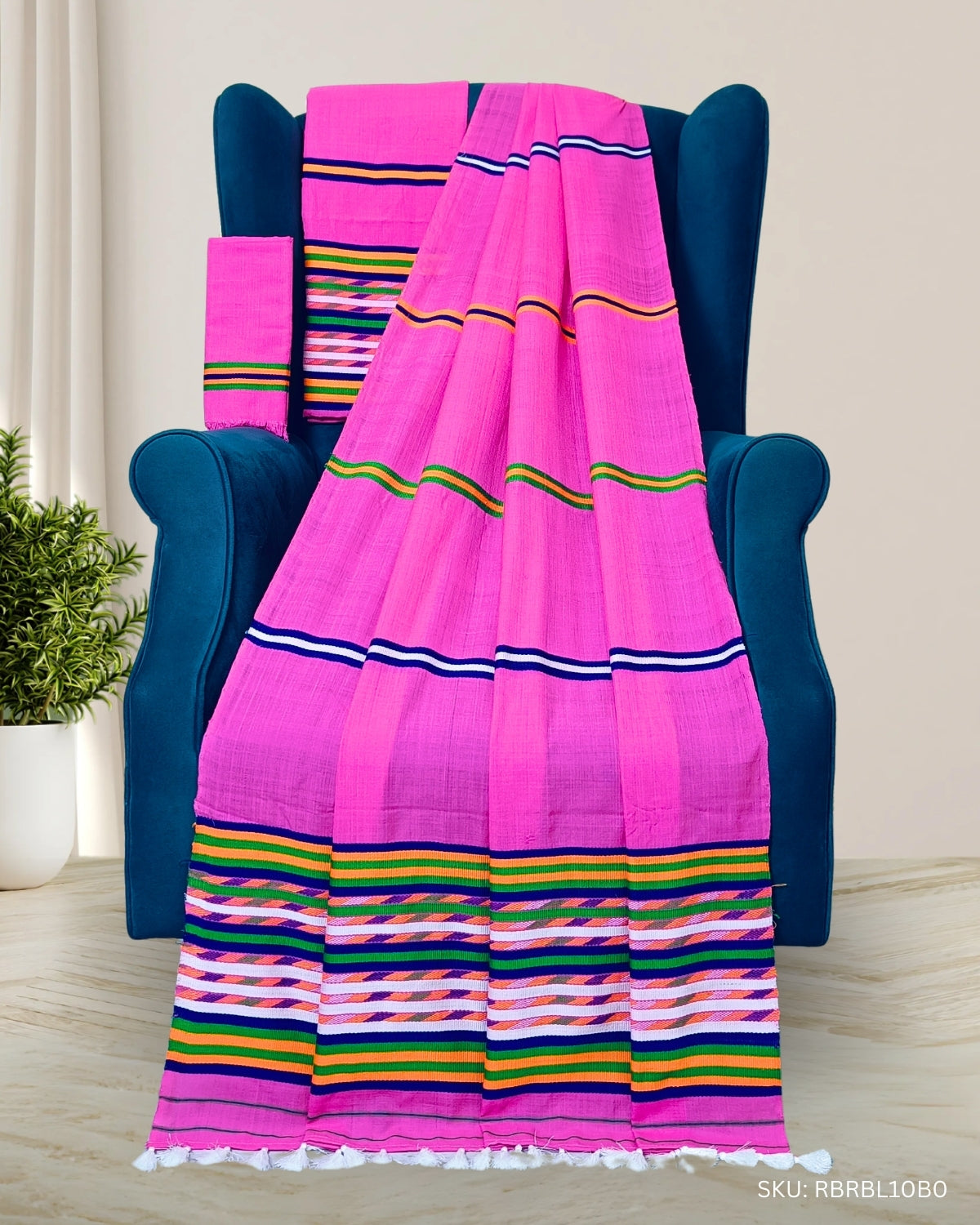 Ribi design Mising mekhela sador - Pink