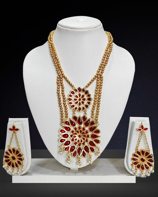 Dual layer red thuria flower set