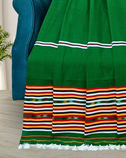 Ribi design Mising mekhela sador - Green