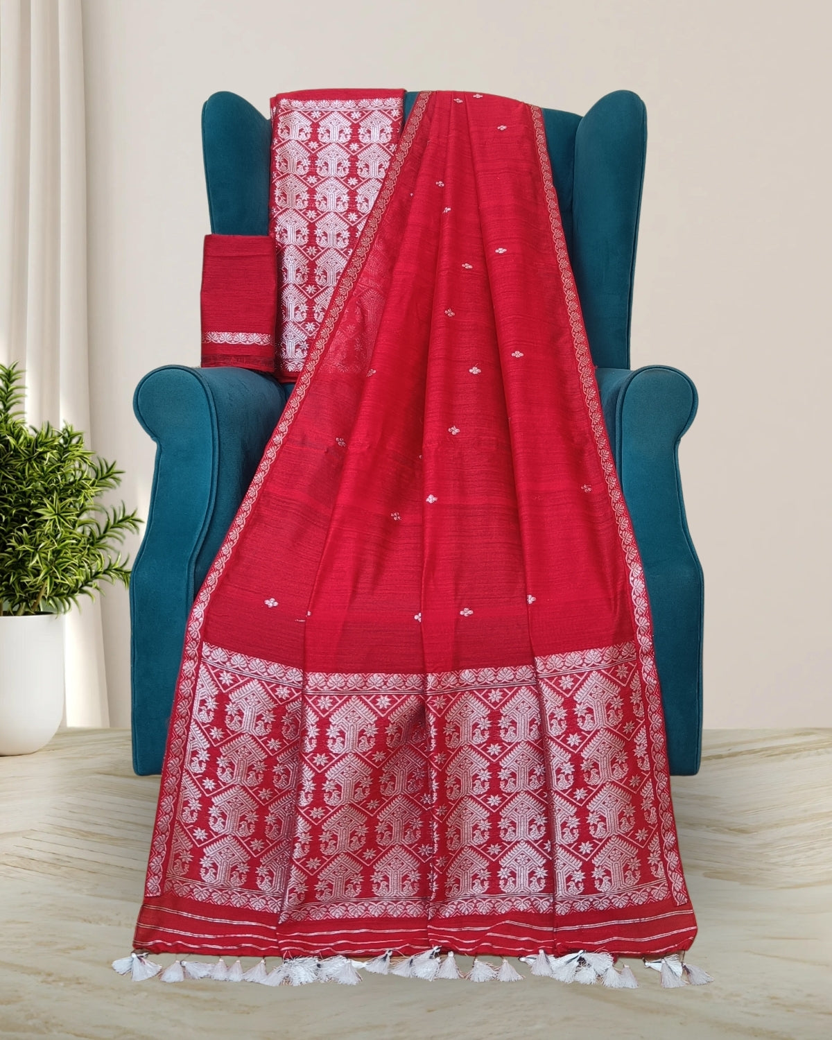 Staple cotton mekhela sador